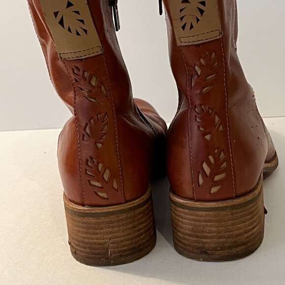 Timberland Brown Leather Ankle Boots Zip Closure Block Heels ~ Women's Size 10W - Picture 6 of 15